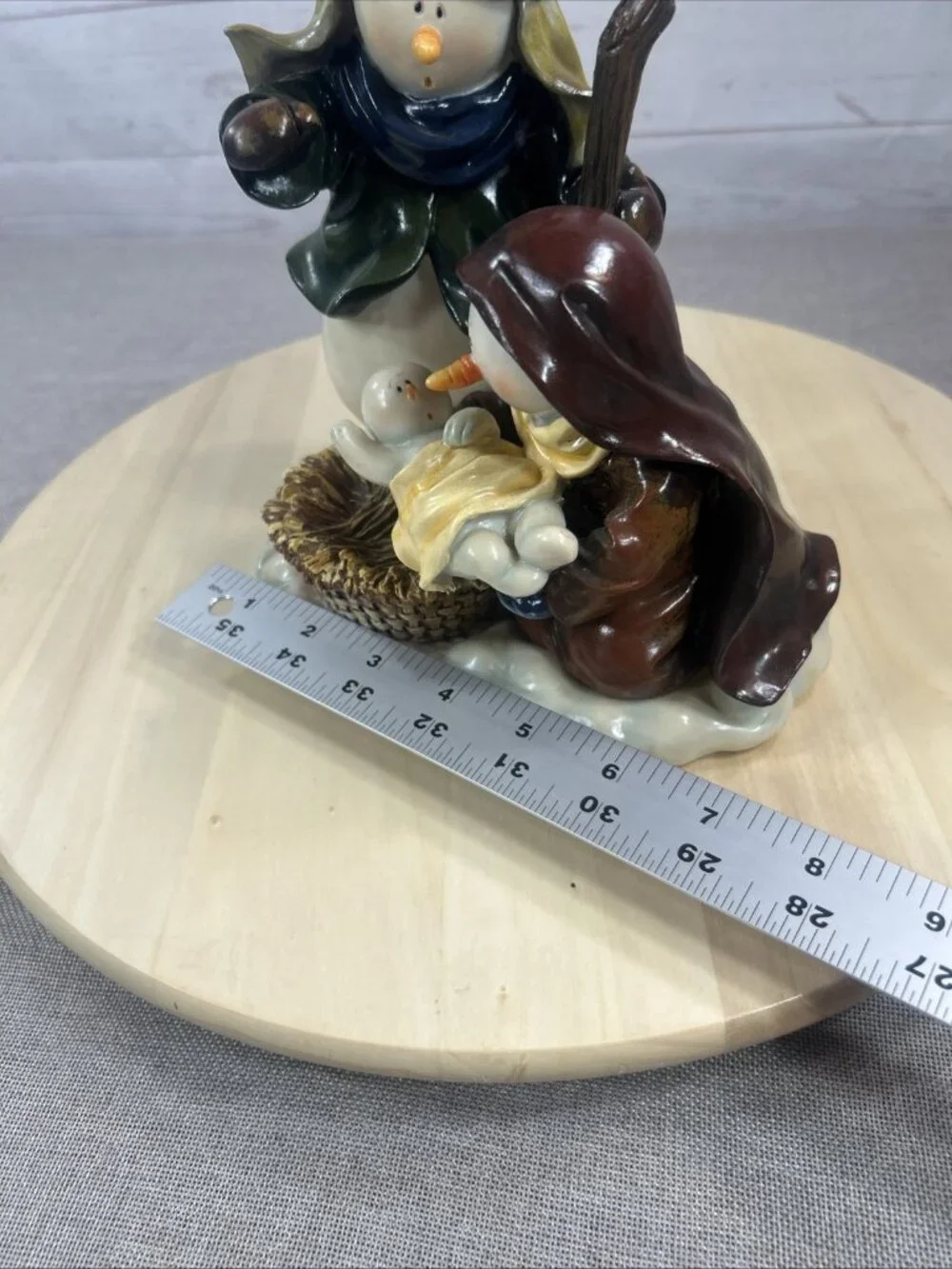 Vintage Snowman Resin Figurine Nativity Scene Winter Christmas Decor 7” X 7”